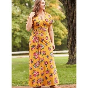 Matilda Jane Alana Yellow Floral Wrap Maxi Dress Garden Sz Small